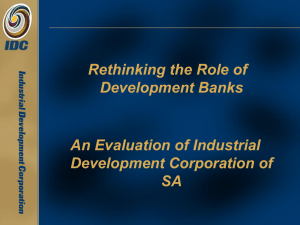 Evaluation of Industrial Development Corporation of South Africa