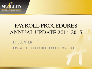 2014-2015 Payroll Training PowerPoint