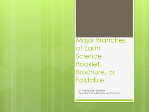 Major Branches of Earth Science Booklet