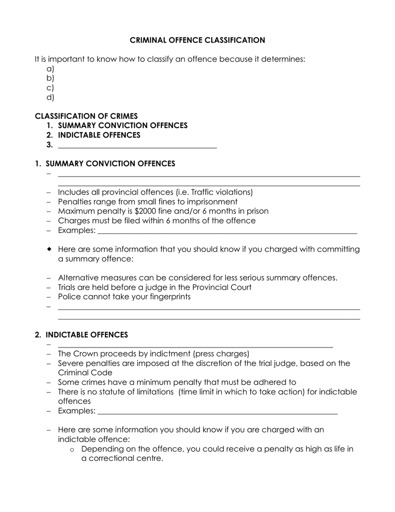 Notes Offence Classification Class Copy