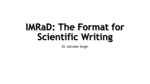 IMRaD: The Format for Scientific Writing