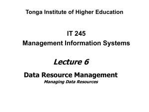 Data Resource Management - Tonga Institute of Higher Education