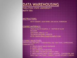 Data Warehousing TSU, Math 586 Instructors Sean perry, Micha