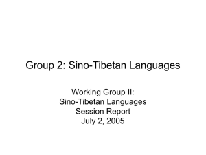 Group 2: Sino-Tibetian Languages - E-Meld