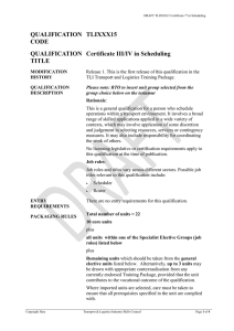 TLIXXX15 Certificate in Scheduling - Transport & Logistics Industry