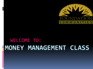 Money management class - Financial Coaching Volunteer Resources