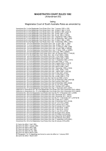 Magistrates Court Criminal Rules - Courts Administration Authority