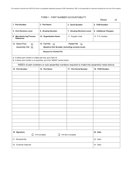 Form AS9102 First Article Inspection