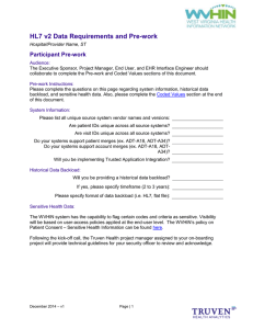 HL7 v2 Data Requirements and Pre-work