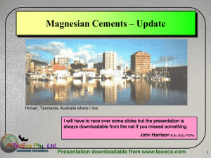 Magnesium Cements Update