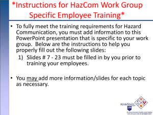 HazCom Work Group Specific Employee Training