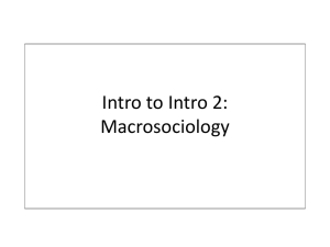 Intro to Intro 2: Macrosociology Other Sciences of Behavior