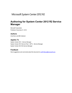 Authoring for System Center 2012 - Service Manager