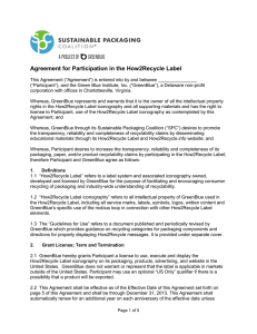 Agreement for Participation in the How2Recycle Label