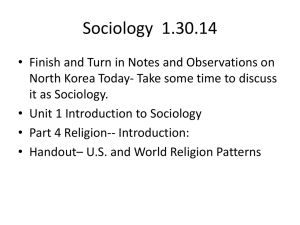 Sociology Religions 1.30.14 - Williamstown Independent Schools