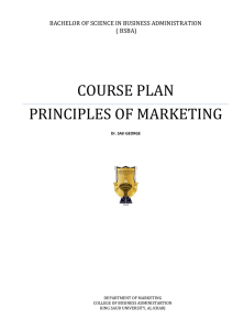 New Course Plan of General Principles of Marketing