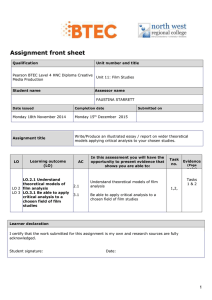 Creative Media Production Sample Assignment