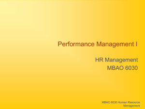Performance Management I