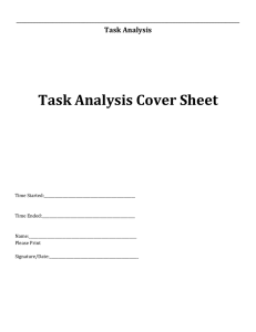 Task Analysis Task Analysis Cover Sheet