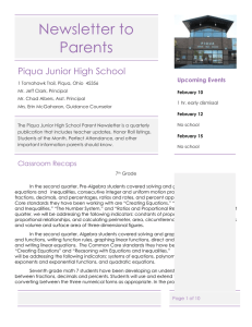 Parent Newsletter - 2nd Quarter