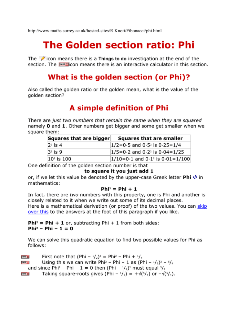 Phi And The Fibonacci Numbers