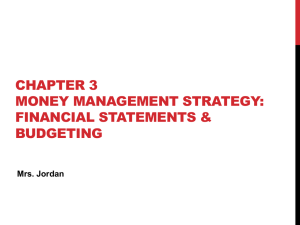 Chapter 3 Money Management Strategy: Financial Statements