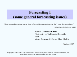 Forecasting I