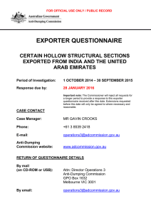 Exporter Questionnaire - Anti