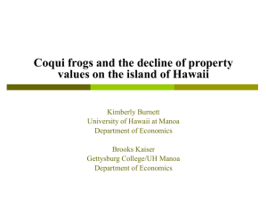 Economic impacts of coqui frogs in Hawaii.