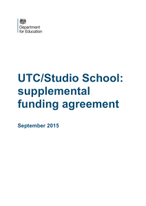 UTC and studio school model supplemental funding