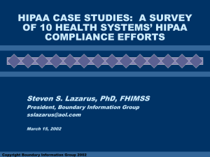 HIPAA CASE STUDIES: A SURVEY OF 10 HEALTH SYSTEMS