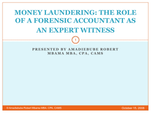 money laundering: the role of a forensic accountant