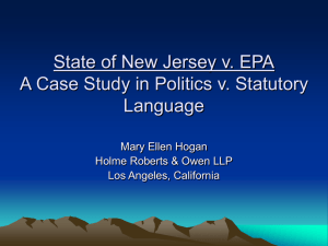 State of New Jersey v. EPA A Case Study in Politics v. Science