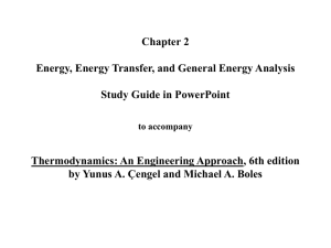 Chapter 2: Energy, Energy Transfer, and General Energy Analysis