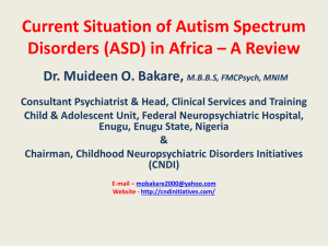 Current Situation of Autism Spectrum Disorders in Africa * A Review