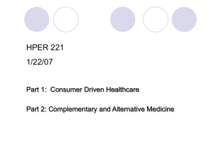 (CDHC) and Complementary and Alternative Medicine (CAM)