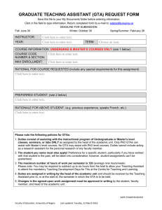 Graduate Teaching Assistant (GTA) request form
