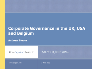 Corporate Governance - Steptoe & Johnson LLP