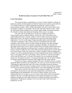 ECON 334. Health Economics, Frank Sloan