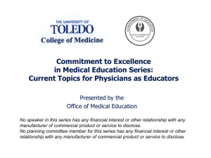 Commitment to Excellence in Medical Education Series: Current