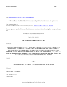 Notice of Motion (Manitoba Metis Federation)