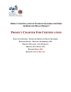 14.0 Project Charter Certification Approval Signature