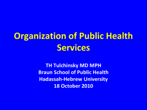 Organization of Public Health Services