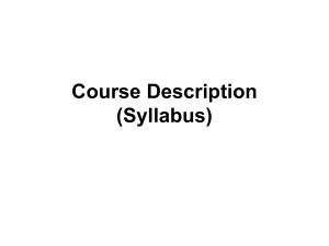 Course Description (Syllabus)