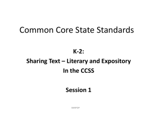 PowerPoint-CCSS Sharing Text K-2 Session 1