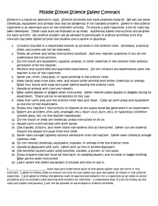 Middle School Science Safety Contract