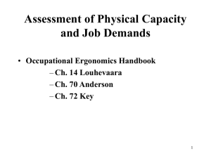 Assessment of Physical Capacity and Job Demands Occupational