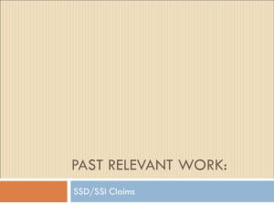 PAST RELEVANT WORK: SSD/SSI Claims