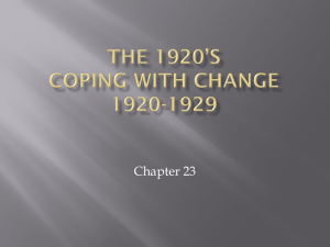 The 1920's Coping With Change 1920-1929