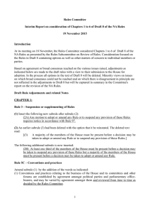 Rules Committee Interim Report on consideration of Chapters 1 to 6